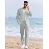 imageCOOFANDY Mens 2 Piece Linen Cotton Suits Set Casual Linen Lightweight Suit Summer Beach WeddingLight Green