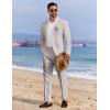 imageCOOFANDY Mens 2 Piece Linen Cotton Suits Set Casual Linen Lightweight Suit Summer Beach WeddingLight Grey