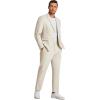 imageCOOFANDY Mens 2 Piece Linen Cotton Suits Set Casual Linen Lightweight Suit Summer Beach WeddingLight Khaki