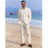 imageCOOFANDY Mens 2 Piece Linen Cotton Suits Set Casual Linen Lightweight Suit Summer Beach WeddingLight Khaki