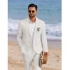 imageCOOFANDY Mens 2 Piece Linen Cotton Suits Set Casual Linen Lightweight Suit Summer Beach WeddingLinen Khaki