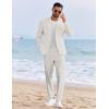 imageCOOFANDY Mens 2 Piece Linen Cotton Suits Set Casual Linen Lightweight Suit Summer Beach WeddingLinen Khaki