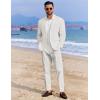 imageCOOFANDY Mens 2 Piece Linen Cotton Suits Set Casual Linen Lightweight Suit Summer Beach WeddingLinen Khaki