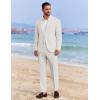 imageCOOFANDY Mens 2 Piece Linen Cotton Suits Set Casual Linen Lightweight Suit Summer Beach WeddingLinen Khaki