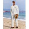 imageCOOFANDY Mens 2 Piece Linen Cotton Suits Set Casual Linen Lightweight Suit Summer Beach WeddingLinen Khaki