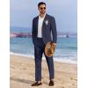 imageCOOFANDY Mens 2 Piece Linen Cotton Suits Set Casual Linen Lightweight Suit Summer Beach WeddingNavy Blue
