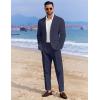 imageCOOFANDY Mens 2 Piece Linen Cotton Suits Set Casual Linen Lightweight Suit Summer Beach WeddingNavy Blue