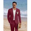 imageCOOFANDY Mens 2 Piece Linen Cotton Suits Set Casual Linen Lightweight Suit Summer Beach WeddingWine Red