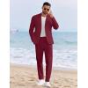 imageCOOFANDY Mens 2 Piece Linen Cotton Suits Set Casual Linen Lightweight Suit Summer Beach WeddingWine Red