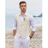 imageCOOFANDY Mens Linen Vest Casual Linen Slim Fit Suit Vests Dress Waistcoat Wedding Business PromBeige