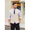 imageCOOFANDY Mens Linen Vest Casual Linen Slim Fit Suit Vests Dress Waistcoat Wedding Business PromBeige
