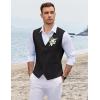 imageCOOFANDY Mens Linen Vest Casual Linen Slim Fit Suit Vests Dress Waistcoat Wedding Business PromBlack