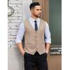 imageCOOFANDY Mens Linen Vest Casual Linen Slim Fit Suit Vests Dress Waistcoat Wedding Business PromKhaki