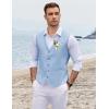imageCOOFANDY Mens Linen Vest Casual Linen Slim Fit Suit Vests Dress Waistcoat Wedding Business PromLight Blue