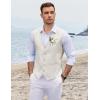 imageCOOFANDY Mens Linen Vest Casual Linen Slim Fit Suit Vests Dress Waistcoat Wedding Business PromLight Khaki