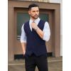 imageCOOFANDY Mens Linen Vest Casual Linen Slim Fit Suit Vests Dress Waistcoat Wedding Business PromNavy Blue