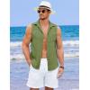 imageCOOFANDY Mens Sleeveless Beach Shirts Summer Button Up Tank Tops Casual Textured Tank ShirtArmy Green
