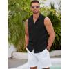 imageCOOFANDY Mens Sleeveless Beach Shirts Summer Button Up Tank Tops Casual Textured Tank ShirtBlack