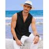 imageCOOFANDY Mens Sleeveless Beach Shirts Summer Button Up Tank Tops Casual Textured Tank ShirtBlack