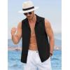 imageCOOFANDY Mens Sleeveless Beach Shirts Summer Button Up Tank Tops Casual Textured Tank ShirtBlack