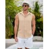 imageCOOFANDY Mens Sleeveless Beach Shirts Summer Button Up Tank Tops Casual Textured Tank ShirtKhaki