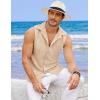 imageCOOFANDY Mens Sleeveless Beach Shirts Summer Button Up Tank Tops Casual Textured Tank ShirtKhaki