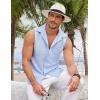 imageCOOFANDY Mens Sleeveless Beach Shirts Summer Button Up Tank Tops Casual Textured Tank ShirtLight Blue