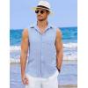 imageCOOFANDY Mens Sleeveless Beach Shirts Summer Button Up Tank Tops Casual Textured Tank ShirtLight Blue
