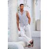 imageCOOFANDY Mens Sleeveless Beach Shirts Summer Button Up Tank Tops Casual Textured Tank ShirtLight Grey