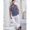 imageCOOFANDY Mens Sleeveless Beach Shirts Summer Button Up Tank Tops Casual Textured Tank ShirtNavy Blue