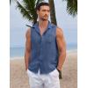 imageCOOFANDY Mens Sleeveless Beach Shirts Summer Button Up Tank Tops Casual Textured Tank ShirtNavy Blue