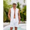 imageCOOFANDY Mens Sleeveless Beach Shirts Summer Button Up Tank Tops Casual Textured Tank ShirtWhite