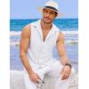 imageCOOFANDY Mens Sleeveless Beach Shirts Summer Button Up Tank Tops Casual Textured Tank ShirtWhite