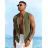 imageCOOFANDY Mens Sleeveless Summer Shirts Beach Tank Tops Button Up Textured Tank Shirt for VacationArmy Green