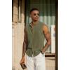 imageCOOFANDY Mens Sleeveless Summer Shirts Beach Tank Tops Button Up Textured Tank Shirt for VacationArmy Green