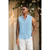 imageCOOFANDY Mens Sleeveless Summer Shirts Beach Tank Tops Button Up Textured Tank Shirt for VacationLight Blue