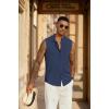 imageCOOFANDY Mens Sleeveless Summer Shirts Beach Tank Tops Button Up Textured Tank Shirt for VacationNavy Blue