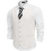 imageCOOFANDY Mens Linen Vest Casual Linen Slim Fit Suit Vests Dress Waistcoat Wedding Business PromWhite
