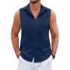 imageCOOFANDY Mens Sleeveless Beach Shirts Summer Button Up Tank Tops Casual Textured Tank ShirtBlue Violet