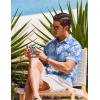 imageCOOFANDY Mens Casual Button Down Shirts Short Sleeve Textured Summer Beach ShirtsLight Blue  White Floral