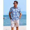 imageCOOFANDY Mens Casual Button Down Shirts Short Sleeve Textured Summer Beach ShirtsLight Blue  White Floral