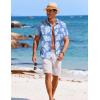 imageCOOFANDY Mens Casual Button Down Shirts Short Sleeve Textured Summer Beach ShirtsLight Blue  White Floral