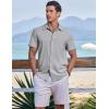 imageCOOFANDY Mens Casual Button Down Shirts Short Sleeve Textured Summer Beach ShirtsLight Grey
