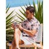 imageCOOFANDY Mens Casual Button Down Shirts Short Sleeve Textured Summer Beach ShirtsPink  Coconut Tree