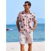 imageCOOFANDY Mens Casual Button Down Shirts Short Sleeve Textured Summer Beach ShirtsPink  Coconut Tree