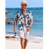 imageCOOFANDY Mens Casual Button Down Shirts Short Sleeve Textured Summer Beach ShirtsWhiteblue Flower