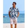 imageCOOFANDY Mens Casual Button Down Shirts Short Sleeve Textured Summer Beach ShirtsWhiteblue Flower