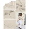 imageCOOFANDY Mens Knit Polo Shirt Long Sleeve Quarter Zip Polo Sweater Casual Golf Shirts Vintage Striped Collar PoloBeige