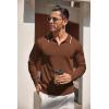 imageCOOFANDY Mens Knit Polo Shirt Long Sleeve Quarter Zip Polo Sweater Casual Golf Shirts Vintage Striped Collar PoloCaramel