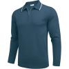 imageCOOFANDY Mens Knit Polo Shirt Long Sleeve Quarter Zip Polo Sweater Casual Golf Shirts Vintage Striped Collar PoloDark Blue